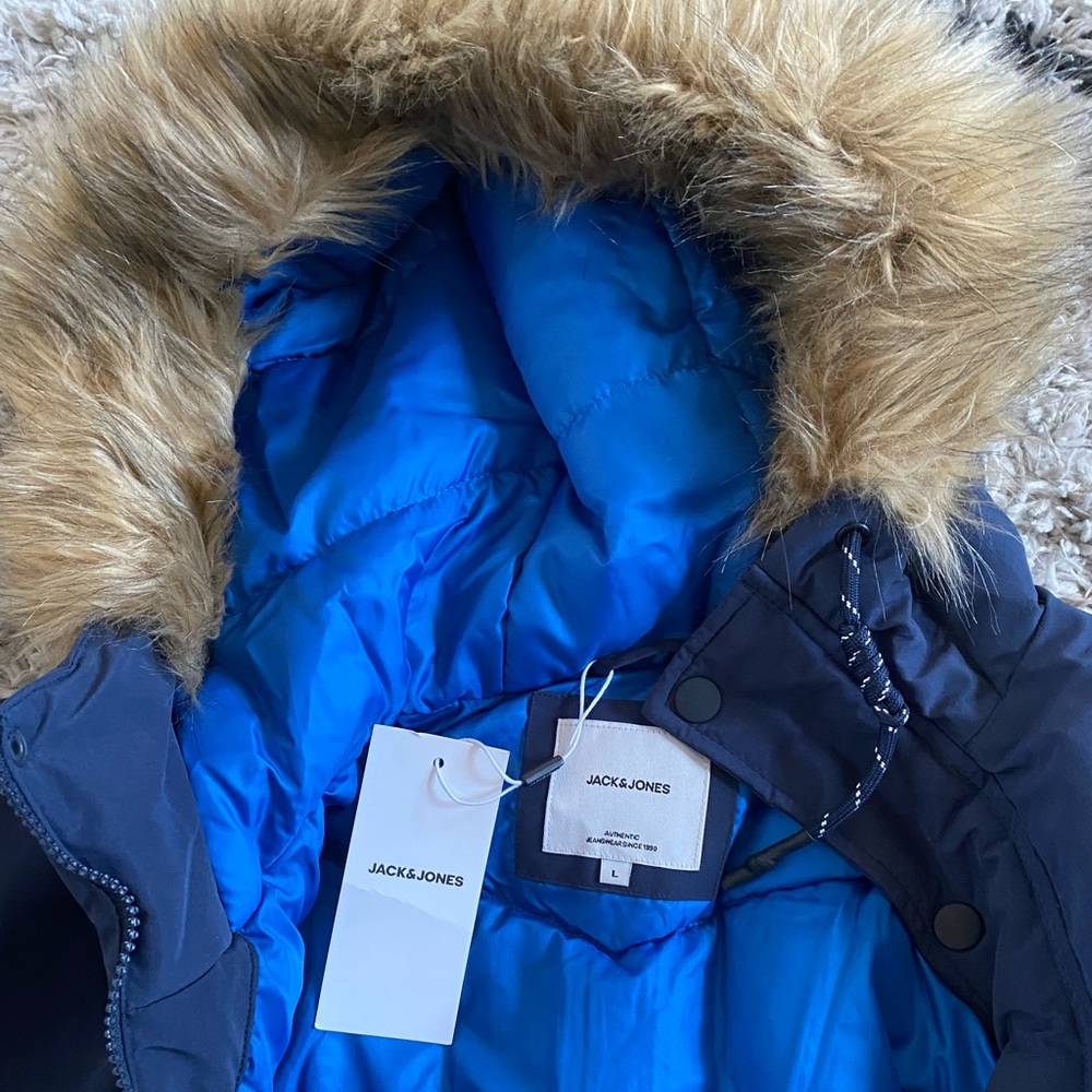 Jack & Jones Super Parka Blue Large Mens Coat